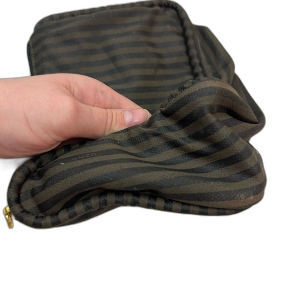 Fendi Dark Green & Brown Cloth Clutch Purse Bag One Size - Picture 10 of 16